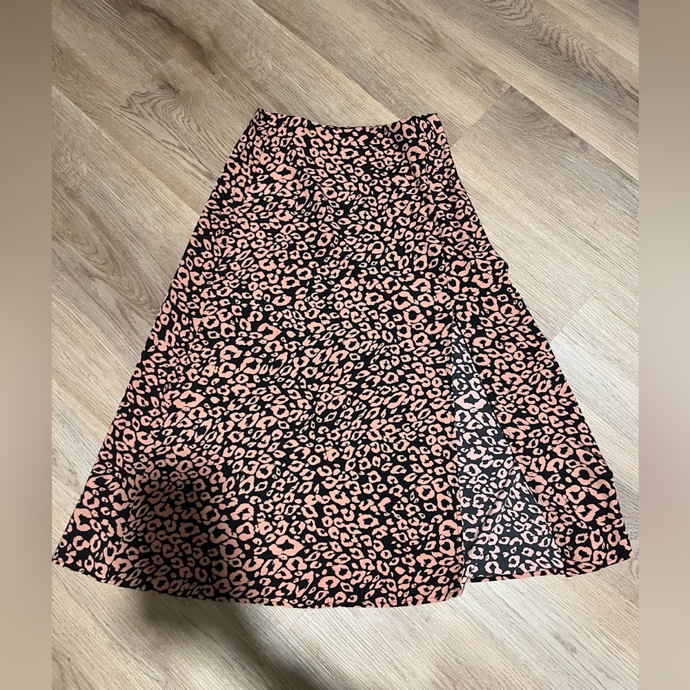 SHEIN Pink and Black Animal Print A-Line Skirt